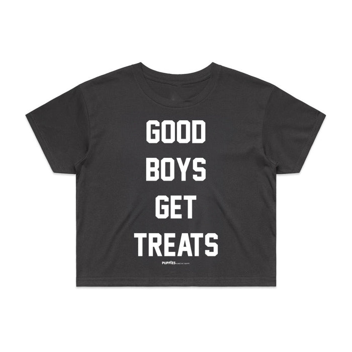 Good Boys Get Treats Crop Tee in puppies black