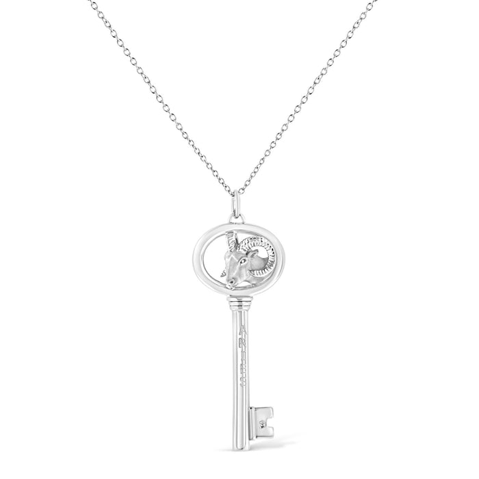 Diamond Accent Zodiac Key Pendant Necklace in Sterling Silver, photo 20