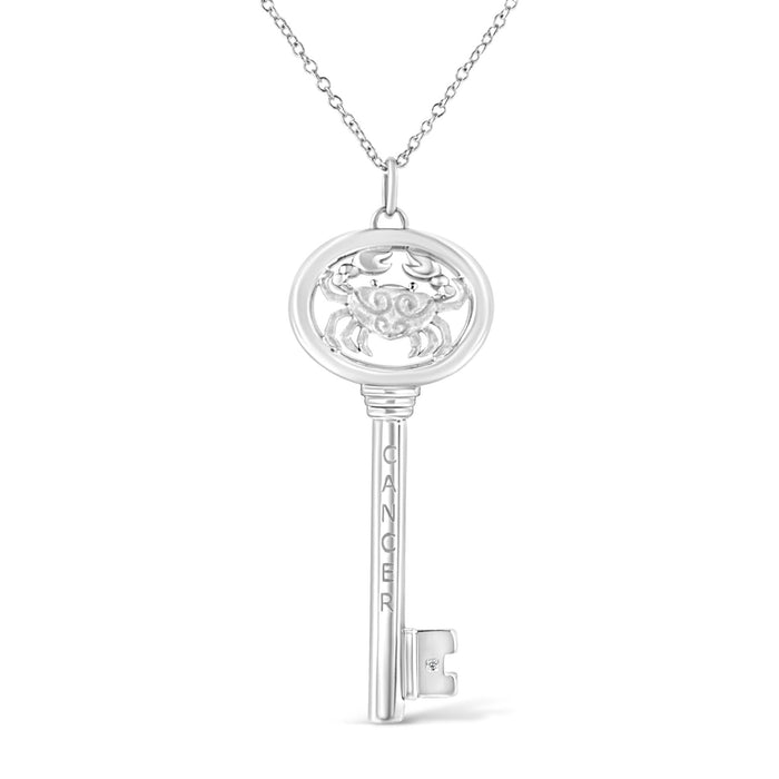 Diamond Accent Zodiac Key Pendant Necklace in Sterling Silver, photo 8