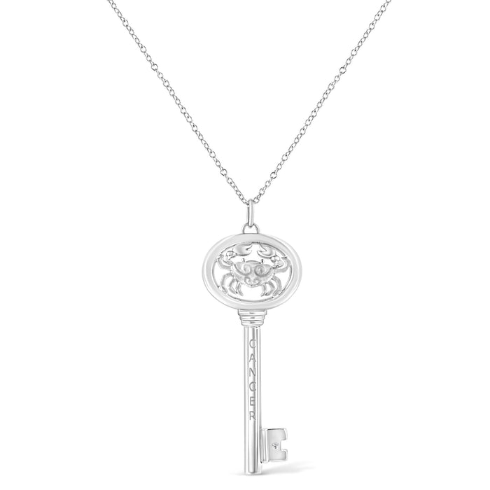 Diamond Accent Zodiac Key Pendant Necklace in Sterling Silver, photo 19