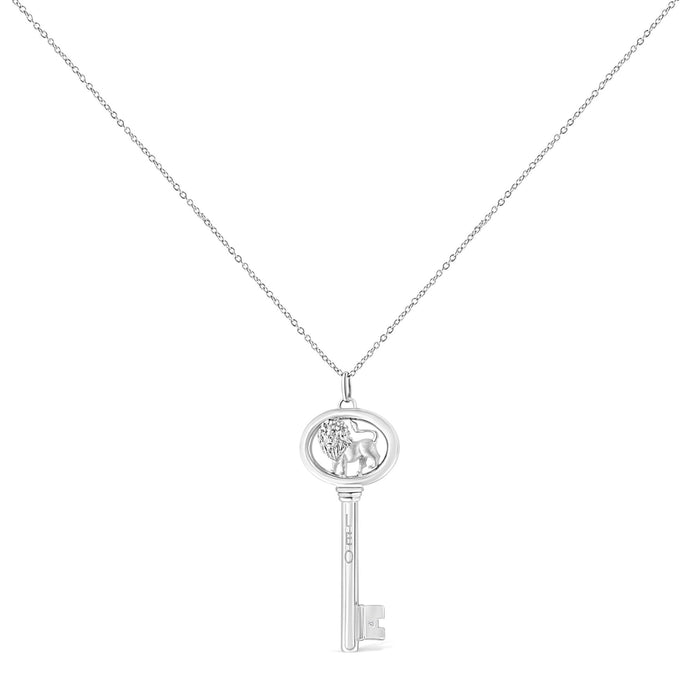 Diamond Accent Zodiac Key Pendant Necklace in Sterling Silver, photo 16