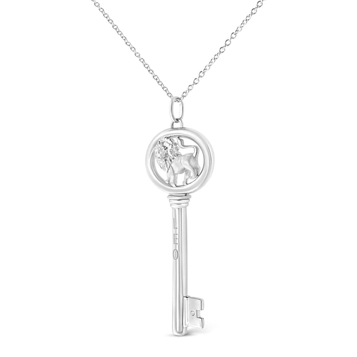 Diamond Accent Zodiac Key Pendant Necklace in Sterling Silver, photo 38
