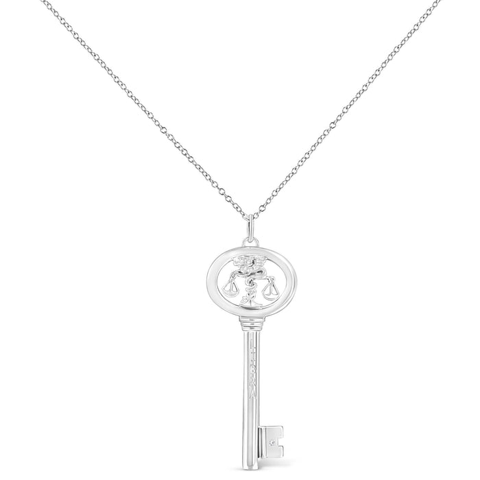Diamond Accent Zodiac Key Pendant Necklace in Sterling Silver, photo 15