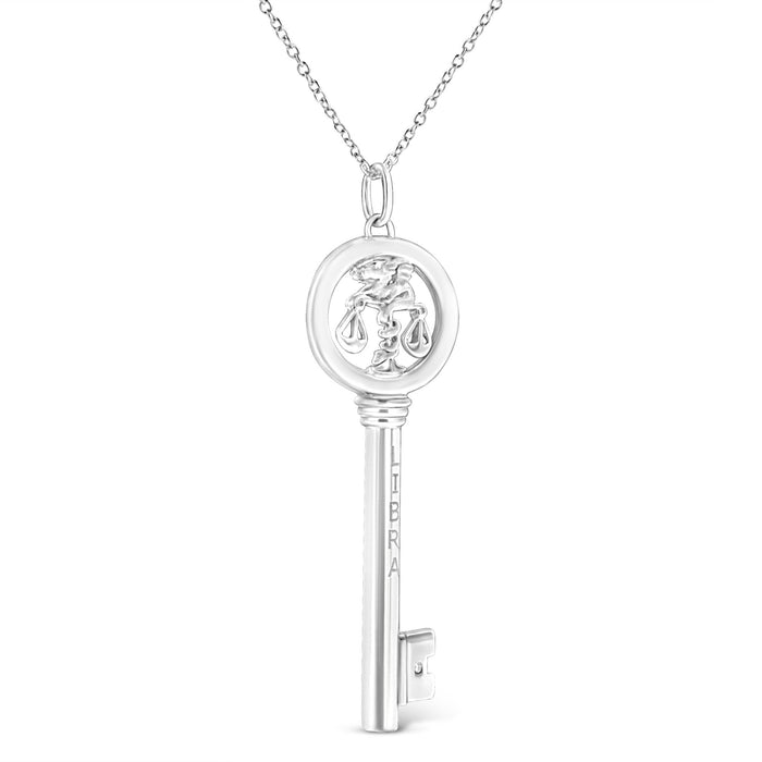 Diamond Accent Zodiac Key Pendant Necklace in Sterling Silver, photo 37