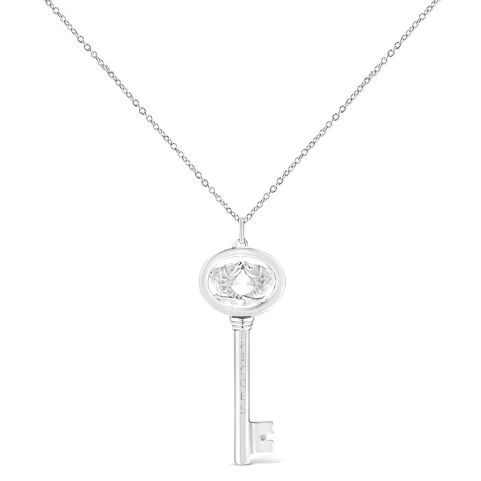 Diamond Accent Zodiac Key Pendant Necklace in Sterling Silver, photo 14