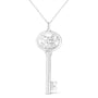 Diamond Accent Zodiac Key Pendant Necklace in Sterling Silver, photo 2