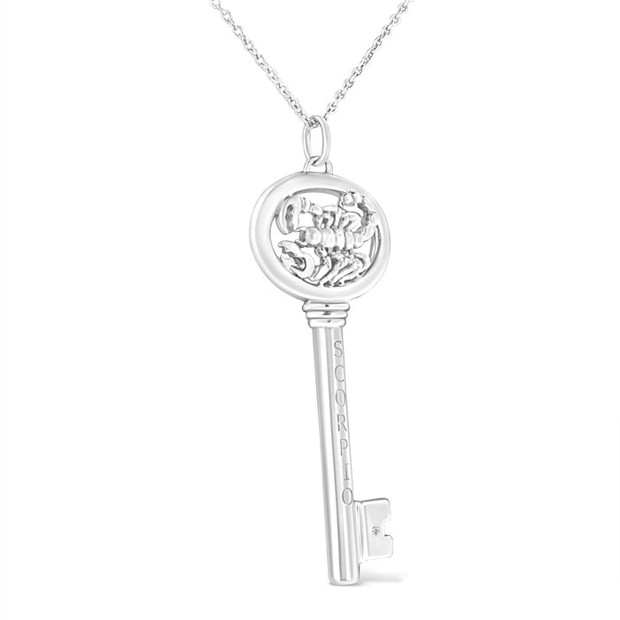 Diamond Accent Zodiac Key Pendant Necklace in Sterling Silver, photo 35
