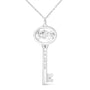 Diamond Accent Zodiac Key Pendant Necklace in Sterling Silver, photo 1