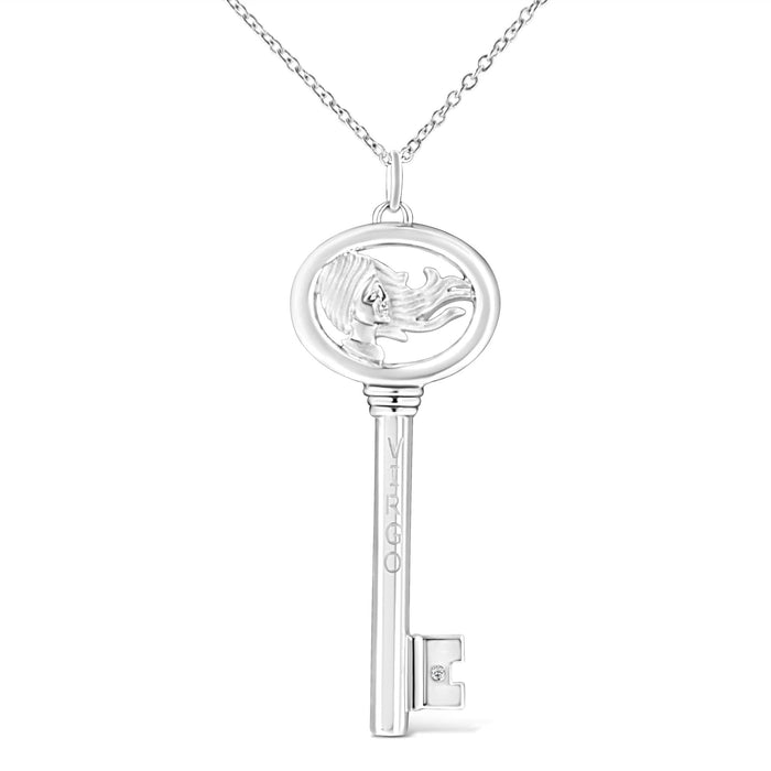 Diamond Accent Zodiac Key Pendant Necklace in Sterling Silver, photo 11