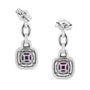 Aretes colgantes con amatista púrpura natural en cojín de 6x6mm y detalles de diamante en plata de ley, foto 4