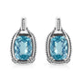Aretes colgantes con gema de topacio azul talla cojín de 14x10mm y detalles de diamante en plata de ley, color I-J, claridad I1-I2, foto 1