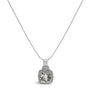 Cushion Gray Green Amethyst and Diamond Accent Halo Pendant Necklace in Sterling Silver, photo 1