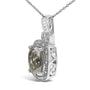 Cushion Gray Green Amethyst and Diamond Accent Halo Pendant Necklace in Sterling Silver, photo 4