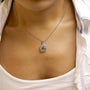 Cushion Gray Green Amethyst and Diamond Accent Halo Pendant Necklace in Sterling Silver, photo 3