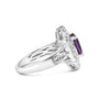 Anillo de cóctel con amatista púrpura ovalada de 9x7mm y detalle de diamante redondo en plata de ley, foto 2