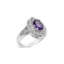 Anillo de cóctel con amatista púrpura ovalada de 9x7mm y detalle de diamante redondo en plata de ley, foto 4
