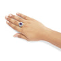 Anillo de cóctel con amatista púrpura ovalada de 9x7mm y detalle de diamante redondo en plata de ley, foto 3