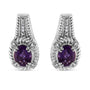 Aretes colgantes estilo Art Déco con amatista púrpura ovalada natural de 8x6mm y detalles de diamante en plata de ley, foto 1