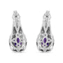 Aretes colgantes estilo Art Déco con amatista púrpura ovalada natural de 8x6mm y detalles de diamante en plata de ley, foto 4
