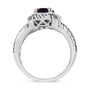 Anillo solitario con amatista púrpura ovalada de 9x7 mm y detalle de diamante en plata de ley, foto 4