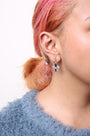 Marquise-Cut Amethyst and Diamond Accent Fleur De Lis Dangle Stud Earrings in Sterling Silver, photo 3