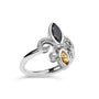 Black Onyx and Yellow Citrine Marquise and Diamond Accent Fleur De Lis Ring in Sterling Silver, photo 4