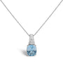 Collar con colgante texturizado de topacio azul y detalle de diamante en plata de ley, foto 1