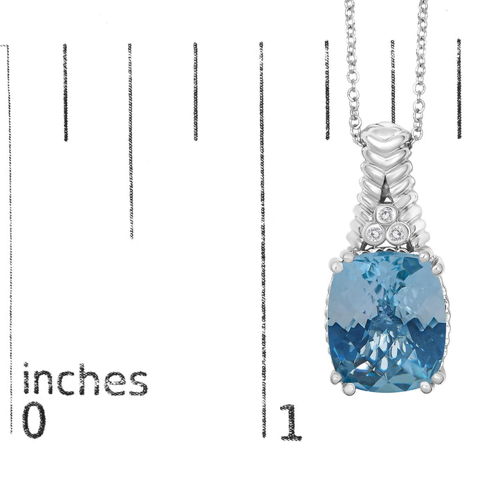 Collar con colgante texturizado de topacio azul y detalle de diamante en plata de ley, foto 6