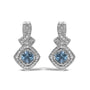 Cushion-Cut Blue Topaz and Diamond Accent Twist Motif Dangle Earrings in Sterling Silver, photo 1