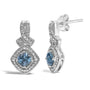 Cushion-Cut Blue Topaz and Diamond Accent Twist Motif Dangle Earrings in Sterling Silver, photo 2