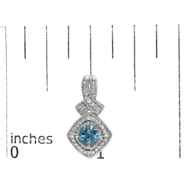 Cushion-Cut Blue Topaz and Diamond Accent Twist Motif Dangle Earrings in Sterling Silver, photo 5