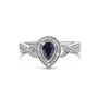 Anillo de halo con zafiro pera de 6x4mm y detalle de diamante en plata de ley, foto 1