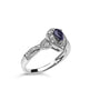 Anillo de halo con zafiro pera de 6x4mm y detalle de diamante en plata de ley, foto 4