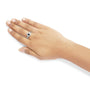 Anillo de halo con zafiro pera de 6x4mm y detalle de diamante en plata de ley, foto 3