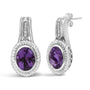 Aretes colgantes de diseño de cuerda con amatista púrpura ovalada y detalles de diamante en plata de ley, foto 2