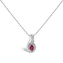 Collar con colgante de remolino milgrain con rubí rojo y detalle de diamante en plata de ley, foto 1