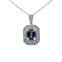 Collar con colgante estilo Art Déco con topacio azul y detalle de diamante en plata de ley, foto 4