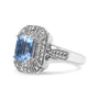 Diamond Accent and 8X6 mm Emerald-Cut Blue Topaz Ring in Sterling Silver, photo 2