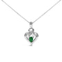 6x4mm Pear Emerald and Diamond Accent Heart Pendant Necklace in Sterling Silver, photo 1