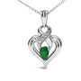 6x4mm Pear Emerald and Diamond Accent Heart Pendant Necklace in Sterling Silver, photo 2