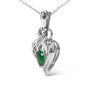 6x4mm Pear Emerald and Diamond Accent Heart Pendant Necklace in Sterling Silver, photo 4