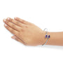 Brazalete rígido bypass con halo, amatista talla pera de 8 x 5.5mm y detalle de diamante en plata de ley, foto 3