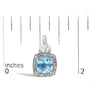 Aretes colgantes geométricos con topacio azul talla cojín y detalle de diamante en plata de ley, foto 5