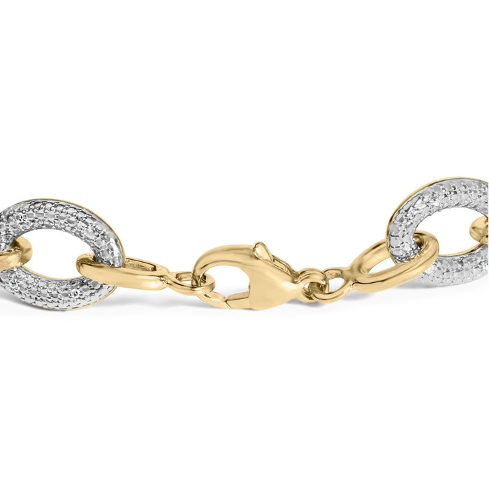 1/10 Ct. T.W. Diamond Oval Link Bracelet in Gold Vermeil, photo 2