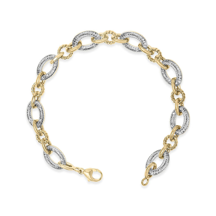 1/10 Ct. T.W. Diamond Oval Link Bracelet in Gold Vermeil, photo 4
