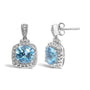 8x8mm Cushion-Cut Blue Topaz and Diamond Accent Drop Earrings in Sterling Silver, photo 2