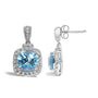 8x8mm Cushion-Cut Blue Topaz and Diamond Accent Drop Earrings in Sterling Silver, photo 4