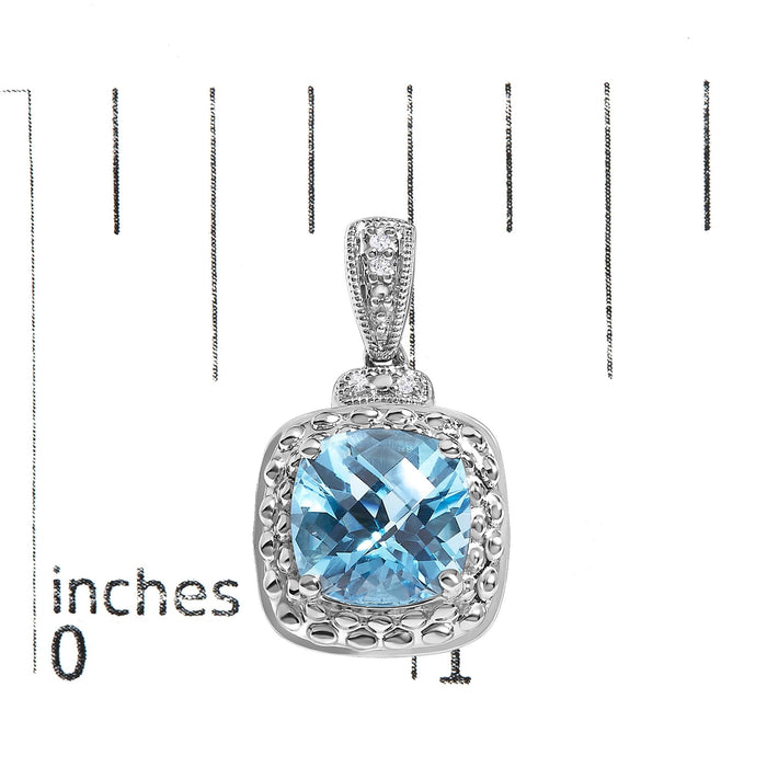 8x8mm Cushion-Cut Blue Topaz and Diamond Accent Drop Earrings in Sterling Silver, photo 5