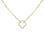 1/10 Ct. T.W. Diamond Paperclip Chain Clover Pendant Necklace in Gold Vermeil, photo 1