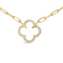 1/10 Ct. T.W. Diamond Paperclip Chain Clover Pendant Necklace in Gold Vermeil, photo 2